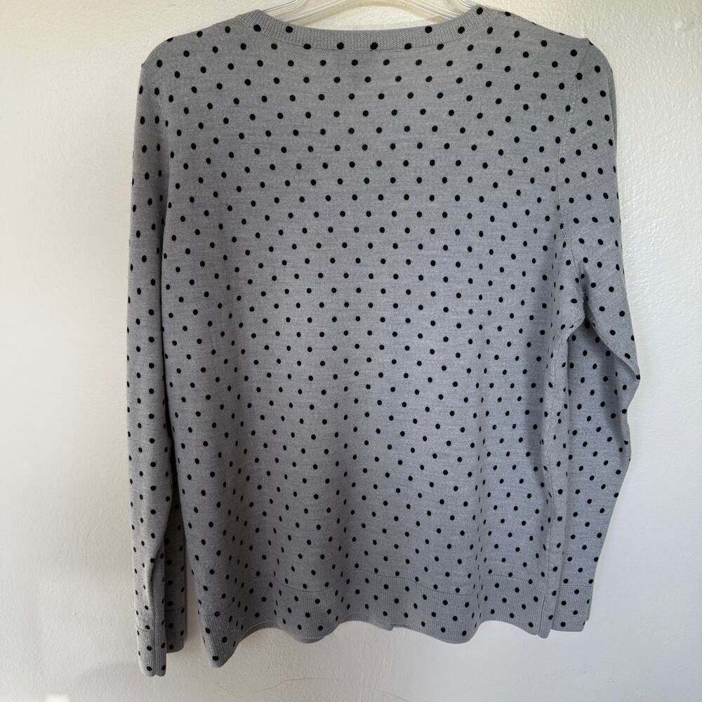 Talbots Gray Black Polkadot Pure Merino Wool Cardigan Size 1X - Picture 7 of 9